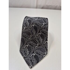 Bruno Marchesi Tie Mens One Size Black Paisley 100% Silk Hand Made Designer